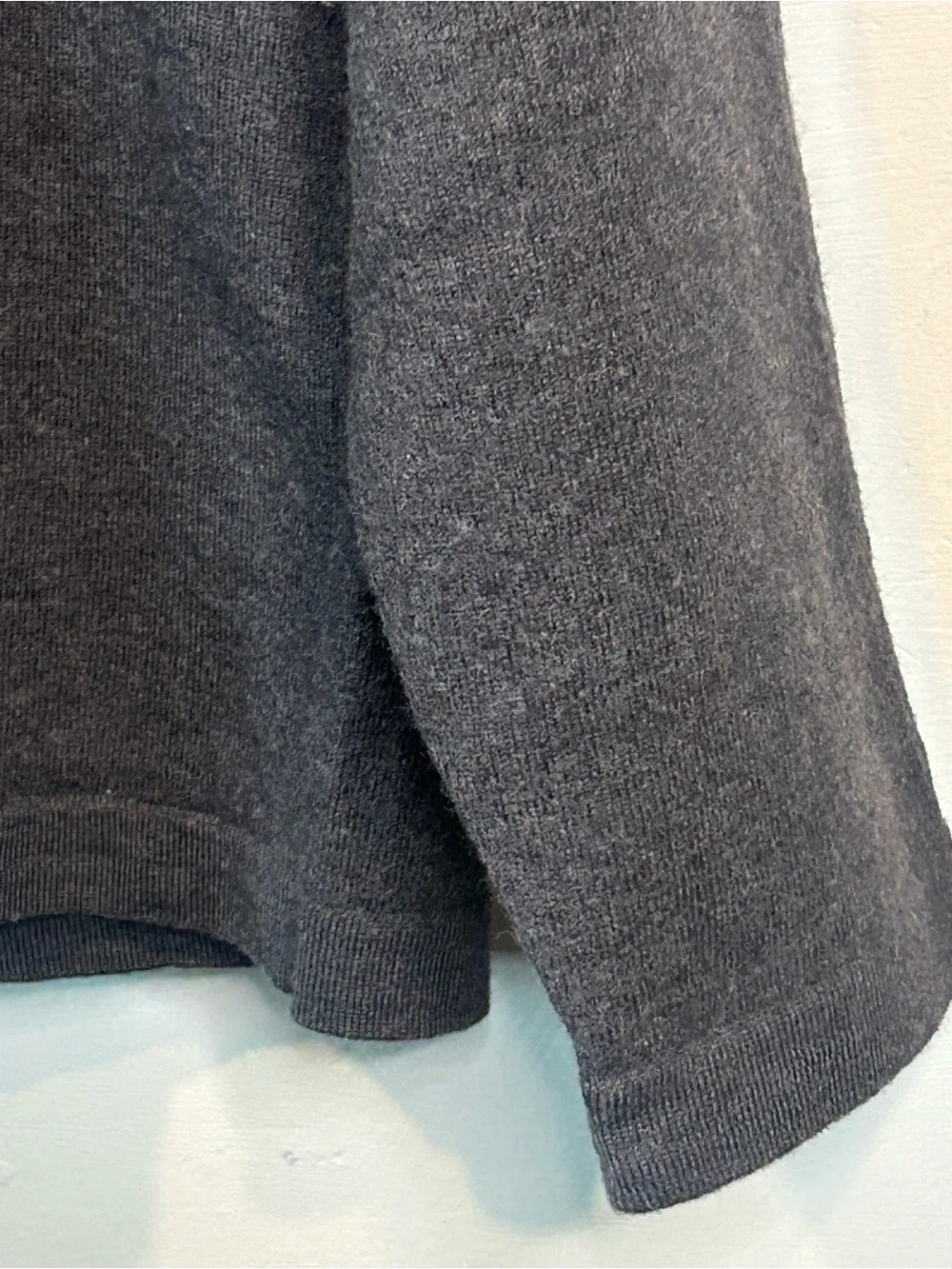 Banana Republic Men's Long-Sleeve Polo in Charcoal Blue Extra Fine Wool Merino